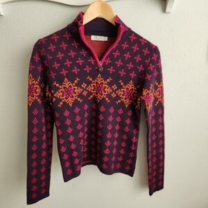 SOLD 🧡 Neve Designs Purple Patterned Wool 1/4 Zip Sweater XS